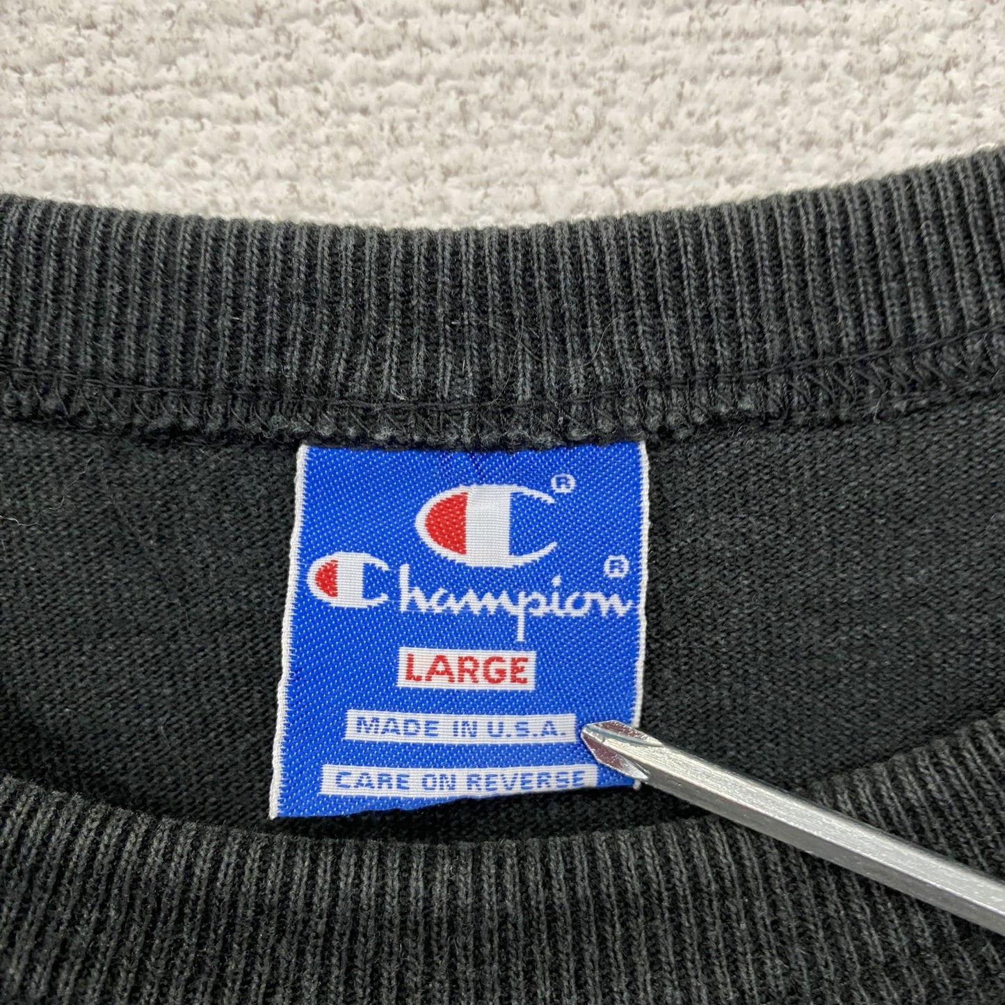 ～00s　Champion　チャンピオン　半袖プリントTシャツ　ヴィンテージ　黒　ブラック　Lサイズ