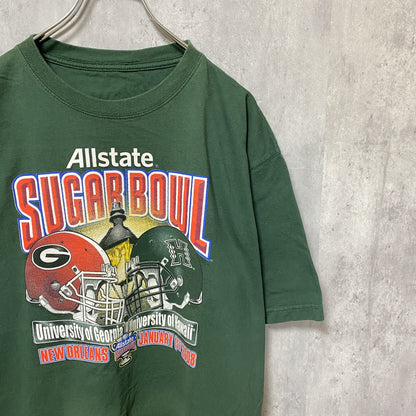 古着 used　SUGAR BOWL　アメフト　半袖カレッジプリントTシャツ　スポーツ　緑　グリーン　デザイン　クルーネック