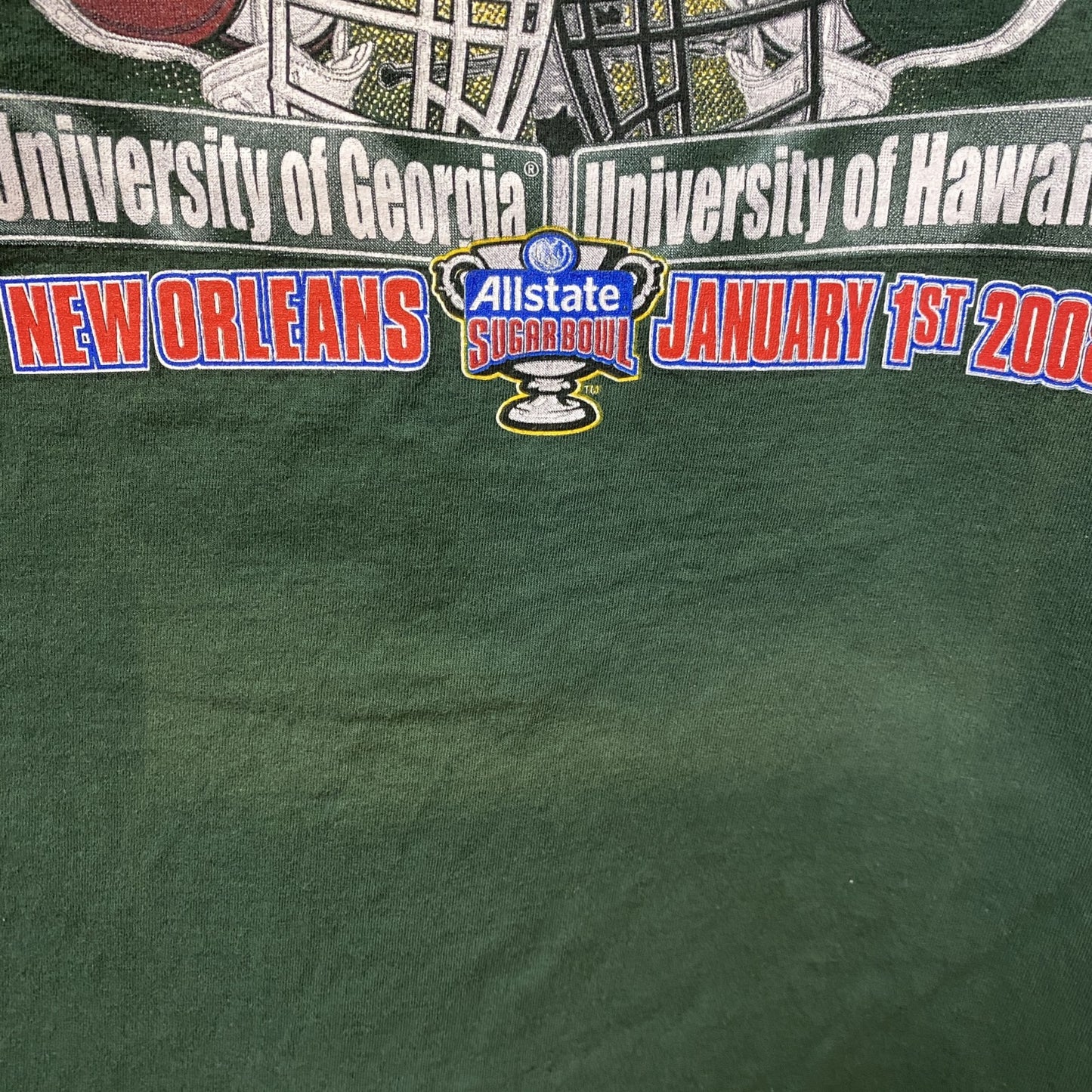 古着 used　SUGAR BOWL　アメフト　半袖カレッジプリントTシャツ　スポーツ　緑　グリーン　デザイン　クルーネック
