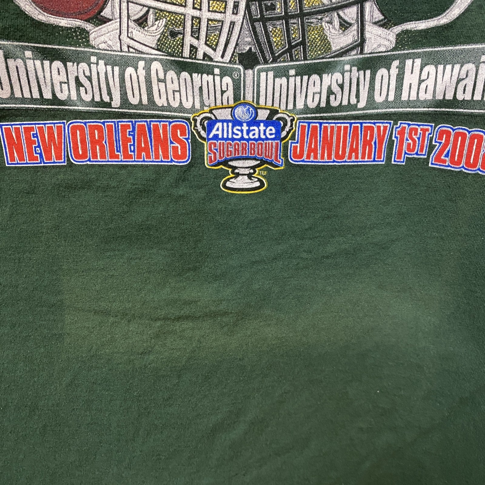古着 used　SUGAR BOWL　アメフト　半袖カレッジプリントTシャツ　スポーツ　緑　グリーン　デザイン　クルーネック