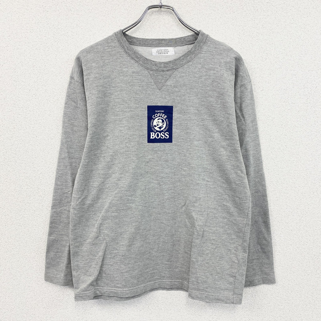 SUNTORY　サントリー　BOSS　ボス　長袖プリントTシャツ/ロンT　グレー