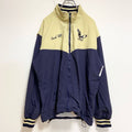 古着 used　USA製　 BOATHOUSE　長袖ハイネック刺繍ナイロンジャケット　バックプリント　ネイビー　黄色　Lサイズ