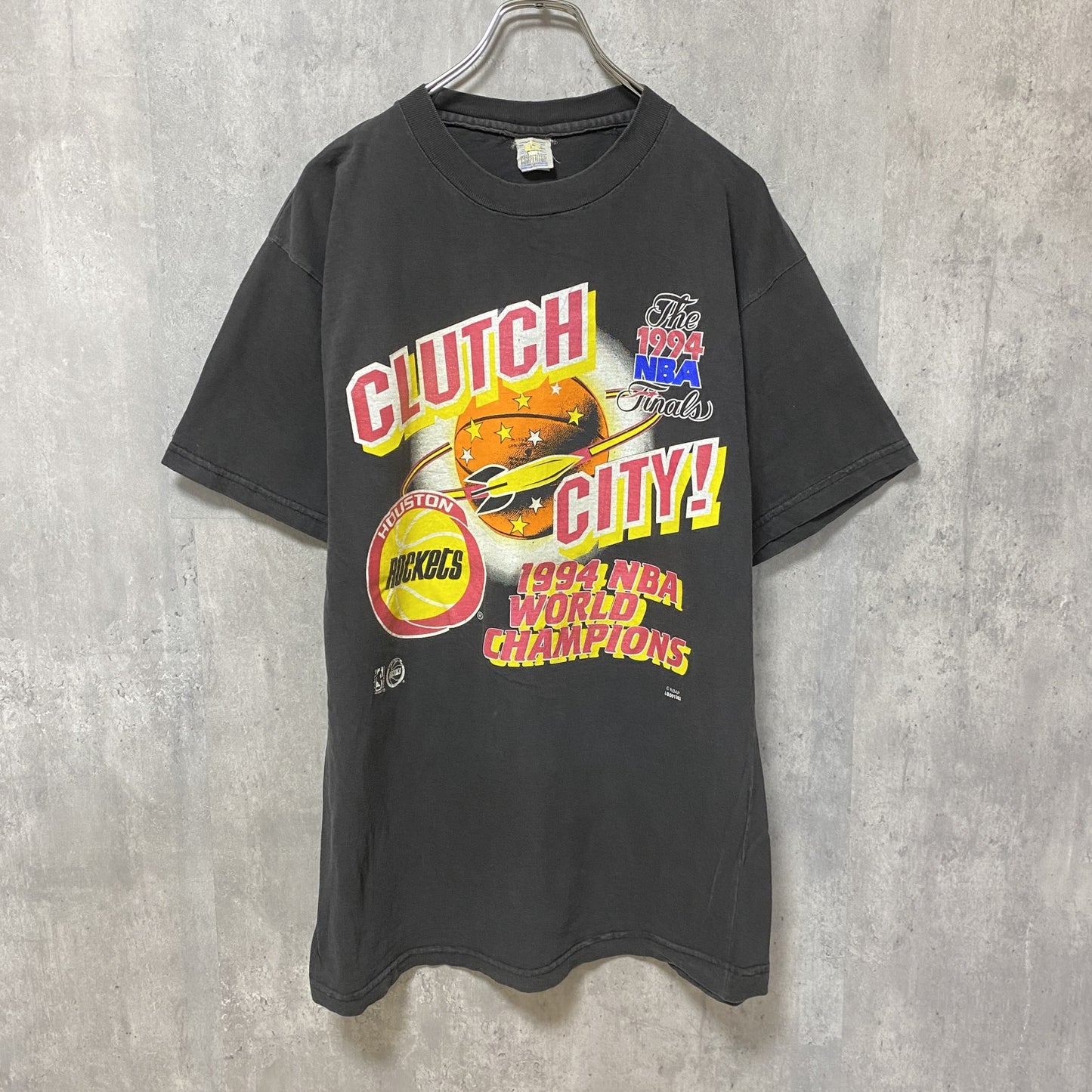 古着 used　NBA　1994　Houston Rockets　バスケ　半袖プリントTシャツ　ヴィンテージ　黒　ブラック　レトロ