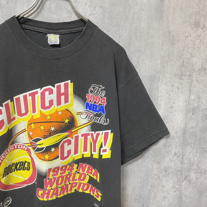 古着 used　NBA　1994　Houston Rockets　バスケ　半袖プリントTシャツ　ヴィンテージ　黒　ブラック　レトロ