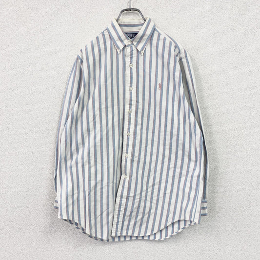 Polo by Ralph Lauren　ポロバイラルフローレン　長袖ボタンダウンシャツ　ストライプ　ピンク　ライトブルー　ホワイト　Lサイズ