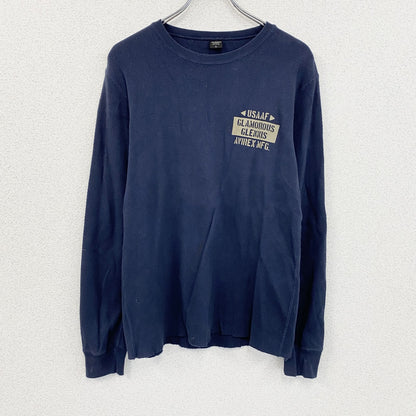 AVIREX　アヴィレックス　長袖プリントTシャツ/ロンT　サーマルロンT　紺　ネイビー　Lサイズ