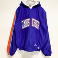 古着 used　90s　USA製　VARSITY　長袖ジップアップナイロンジャケット　ワッペン刺繍　青　ヴィンテージ　Sサイズ