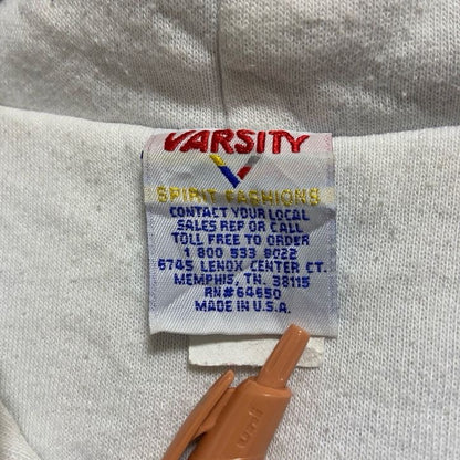 古着 used　90s　USA製　VARSITY　長袖ジップアップナイロンジャケット　ワッペン刺繍　青　ヴィンテージ　Sサイズ