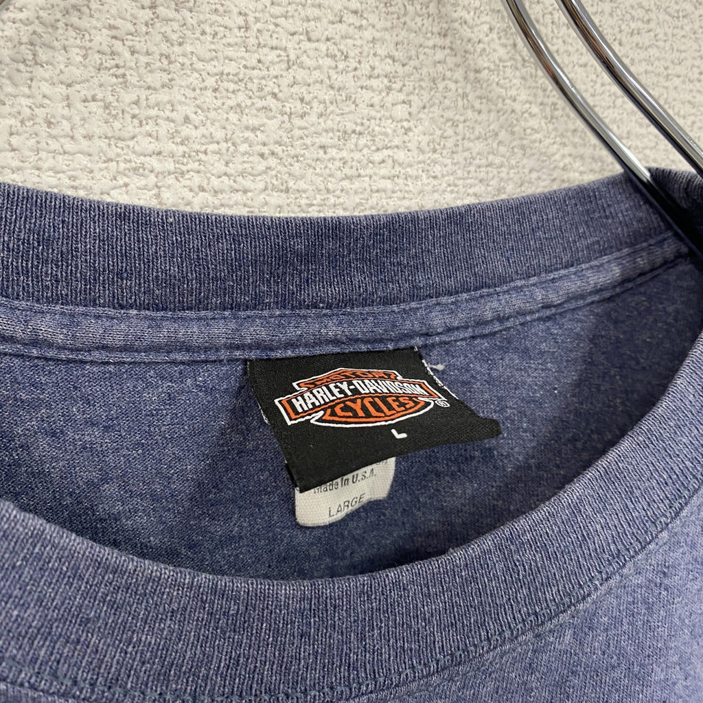 00s　HARLEY DAVIDSON　ハーレーダビッドソン　半袖両面プリントTシャツ　青　ブルー　Lサイズ