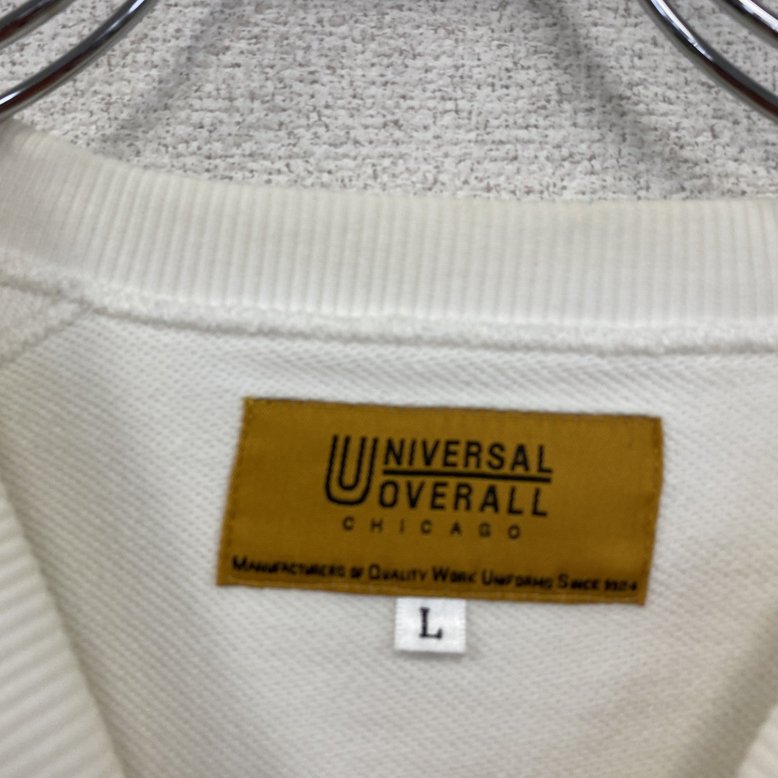 UNIVERSAL OVERALL　ユニバーサルオーバーオール　スウェット/トレーナー　ラグランスリーブ　白　ホワイト　Lサイズ　