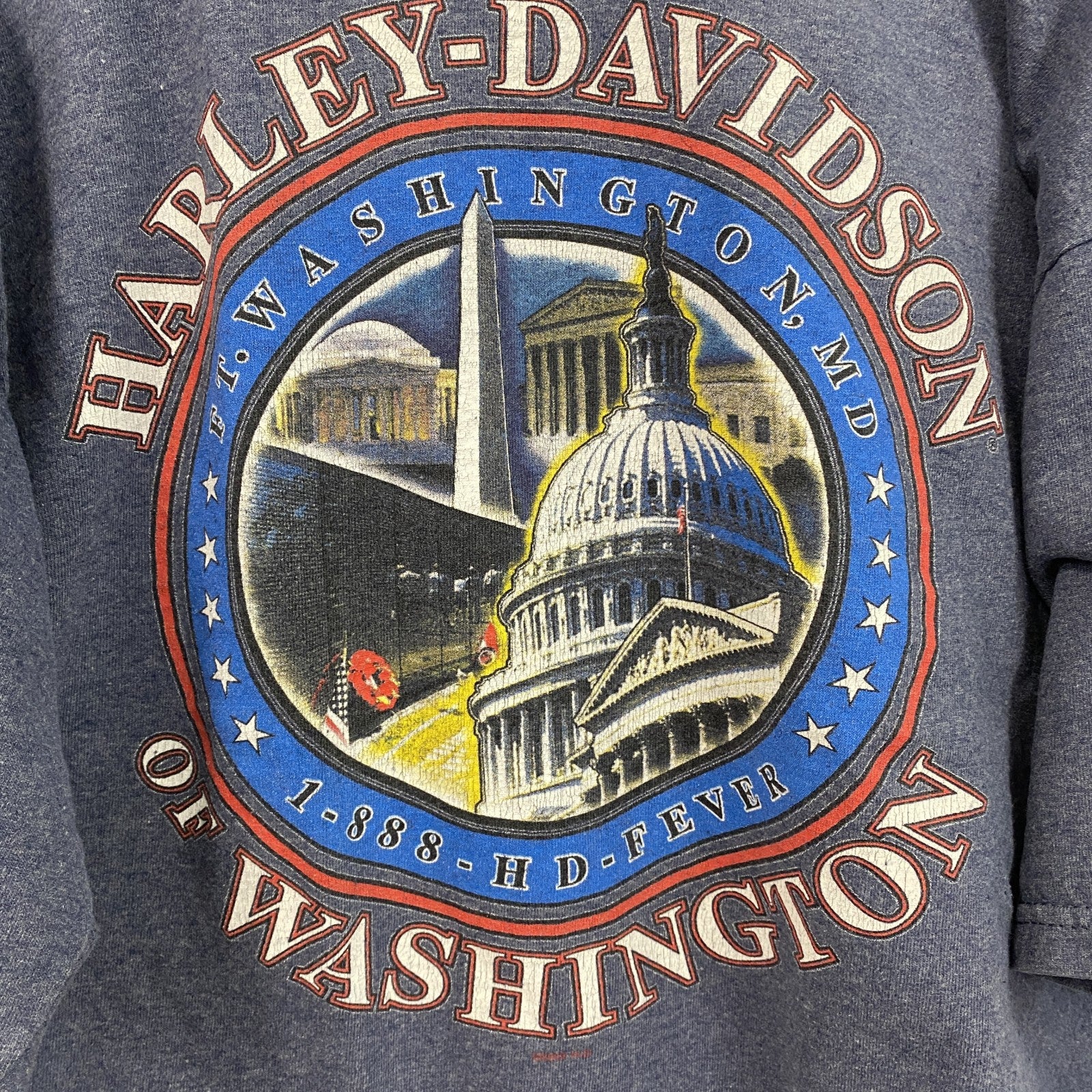 00s　HARLEY DAVIDSON　ハーレーダビッドソン　半袖両面プリントTシャツ　青　ブルー　Lサイズ