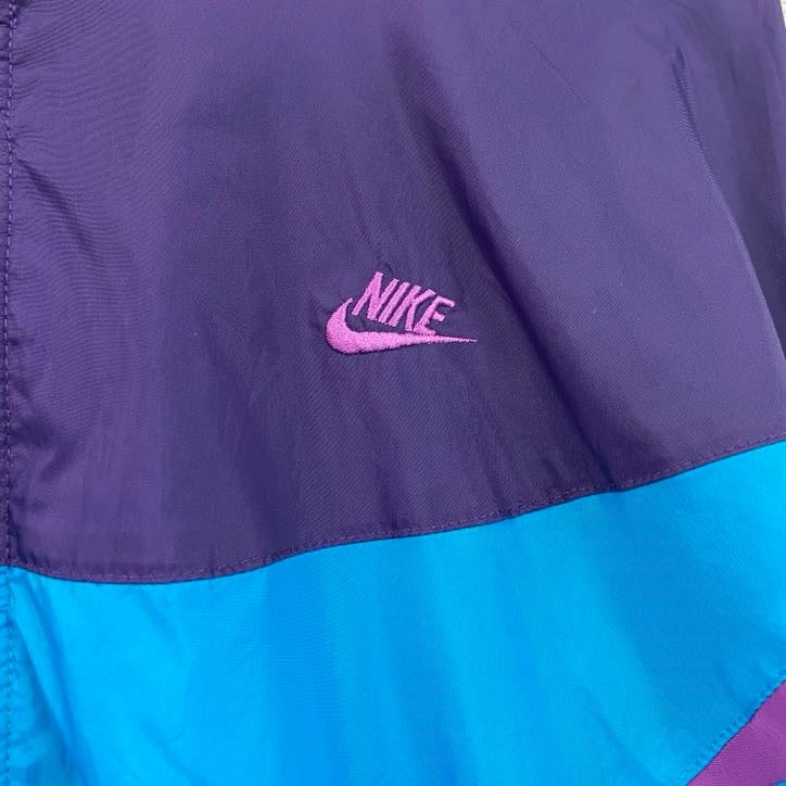 90s　NIKE　ナイキ　ナイロンジャケット　銀タグ　ヴィンテージ　水色 　ライトブルー　パープル