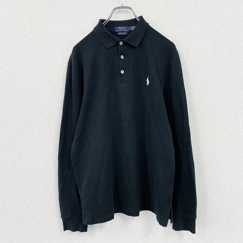 POLO RALPH LAUREN　ポロラルフローレン　長袖ポロシャツ　刺繡ロゴ　黒　ブラック　Mサイズ　