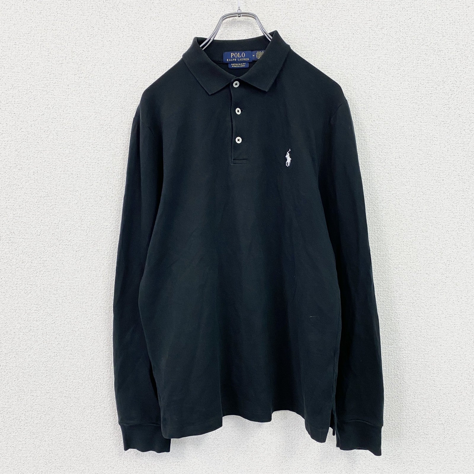 POLO RALPH LAUREN　ポロラルフローレン　長袖ポロシャツ　刺繡ロゴ　黒　ブラック　Mサイズ　