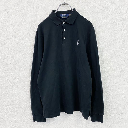 POLO RALPH LAUREN　ポロラルフローレン　長袖ポロシャツ　刺繡ロゴ　黒　ブラック　Mサイズ　