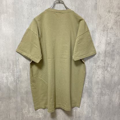 古着 used　半袖刺繍Tシャツ　キャメル色　レトロ　デザイン　個性的　クルーネック　春夏服　ビッグシルエット　オーバーサイズ