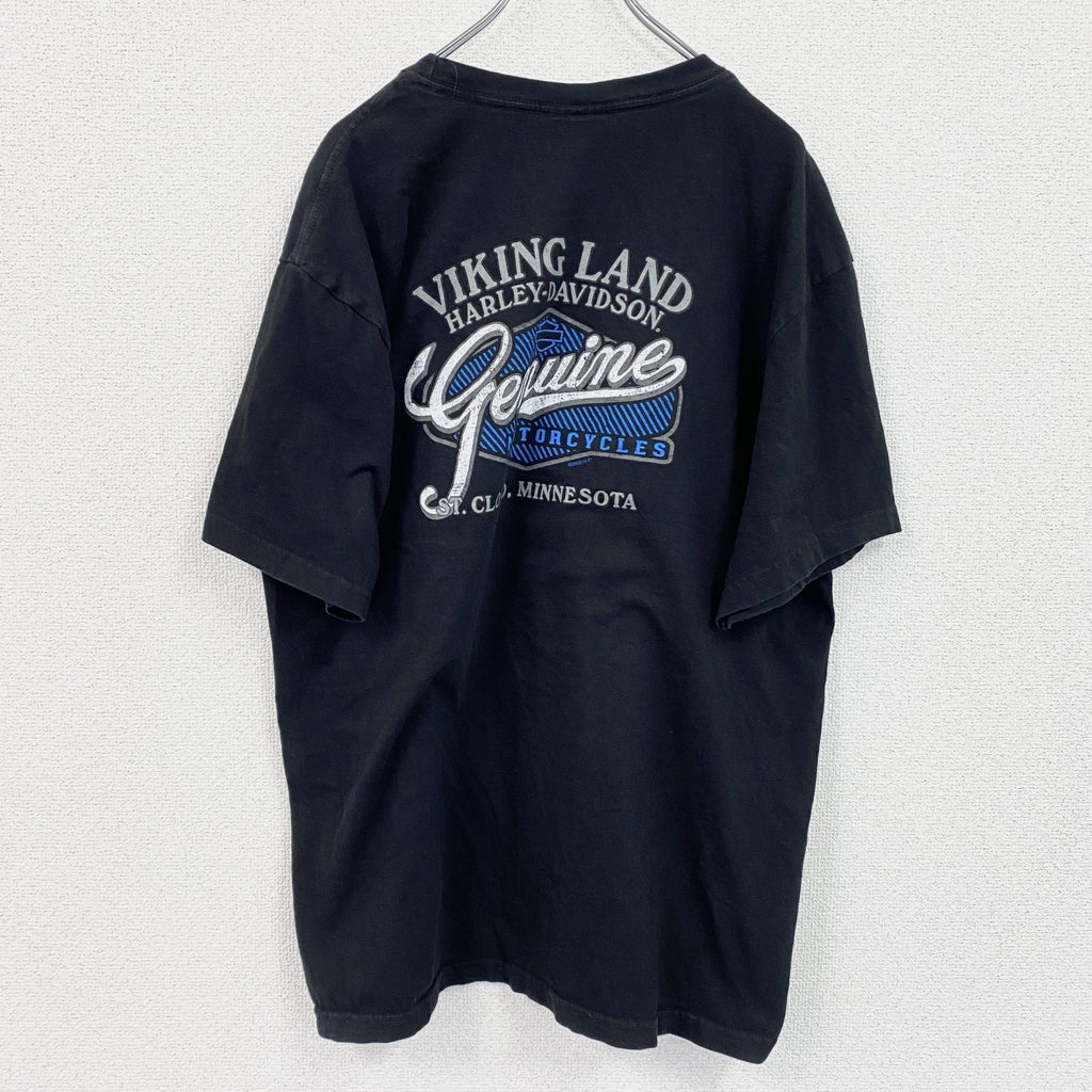 HARLEY DAVIDSON　ハーレーダビッドソン　半袖両面プリントTシャツ　黒　ブラック　XLサイズ