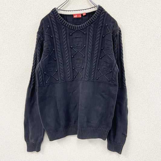PUMA　プーマ　コットンニットセーター　ドクロ　黒　ブラック　Mサイズ