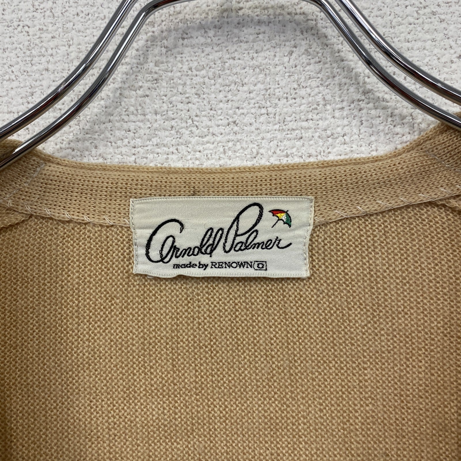 ～90s　Arnold Palmer　アーノルドパーマー　ウールニットカーディガン　ヴィンテージ　ベージュ　