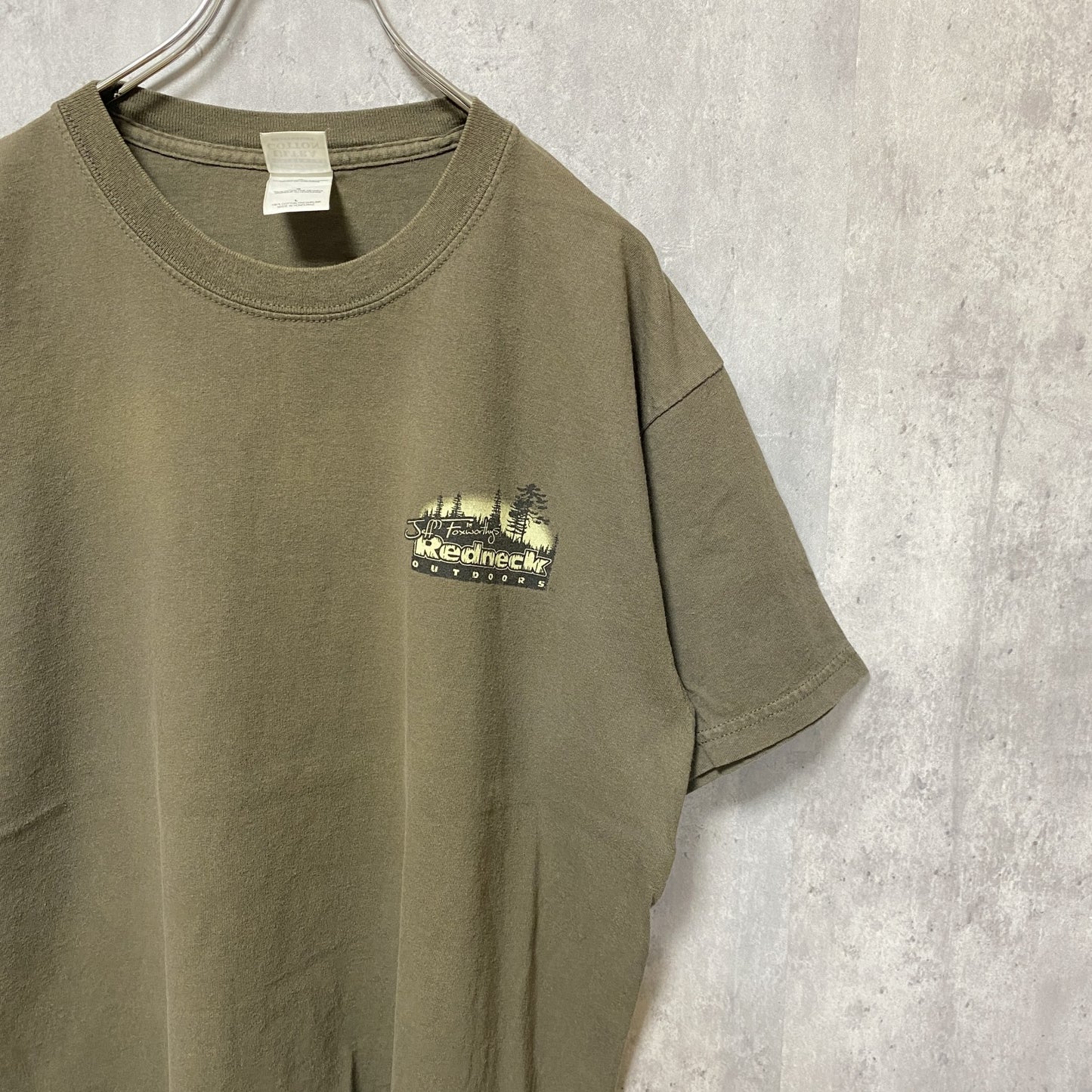 古着 used　GILDAN　ギルダン　半袖アニマルプリントTシャツ　バックプリント　茶色　レトロデザイン　クルーネック　Lサイズ