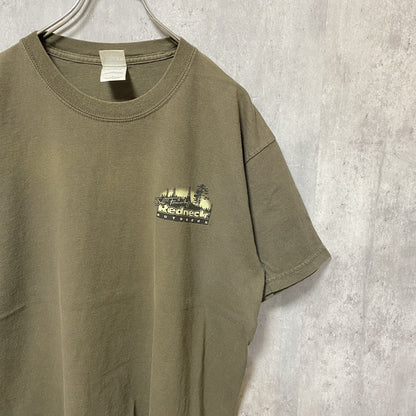 古着 used　GILDAN　ギルダン　半袖アニマルプリントTシャツ　バックプリント　茶色　レトロデザイン　クルーネック　Lサイズ