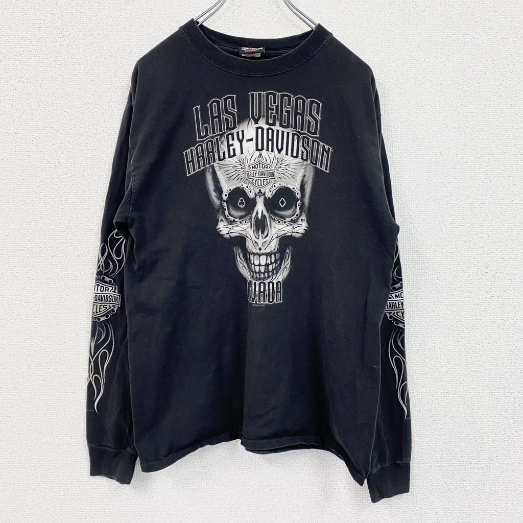HARLEY DAVIDSON　ハーレーダビッドソン　長袖両面プリントTシャツ　黒　ブラック　Mサイズ