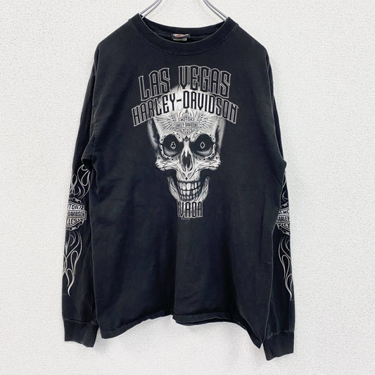 HARLEY DAVIDSON　ハーレーダビッドソン　長袖両面プリントTシャツ　黒　ブラック　Mサイズ