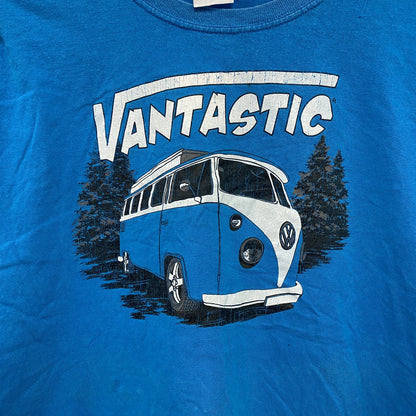 Volkswagen　フォルクスワーゲン　半袖Tシャツ　ワーゲンバス　青　ブルー