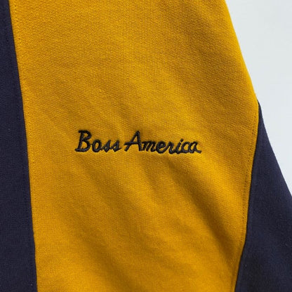 ～90s　Boss America　長袖切り替えスウェット/トレーナー　ヴィンテージ　黄色　ネイビー　XLサイズ