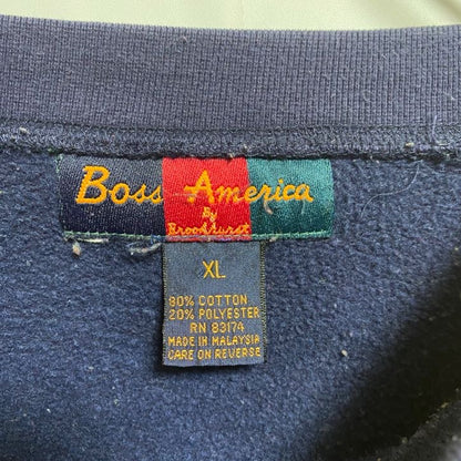 ～90s　Boss America　長袖切り替えスウェット/トレーナー　ヴィンテージ　黄色　ネイビー　XLサイズ