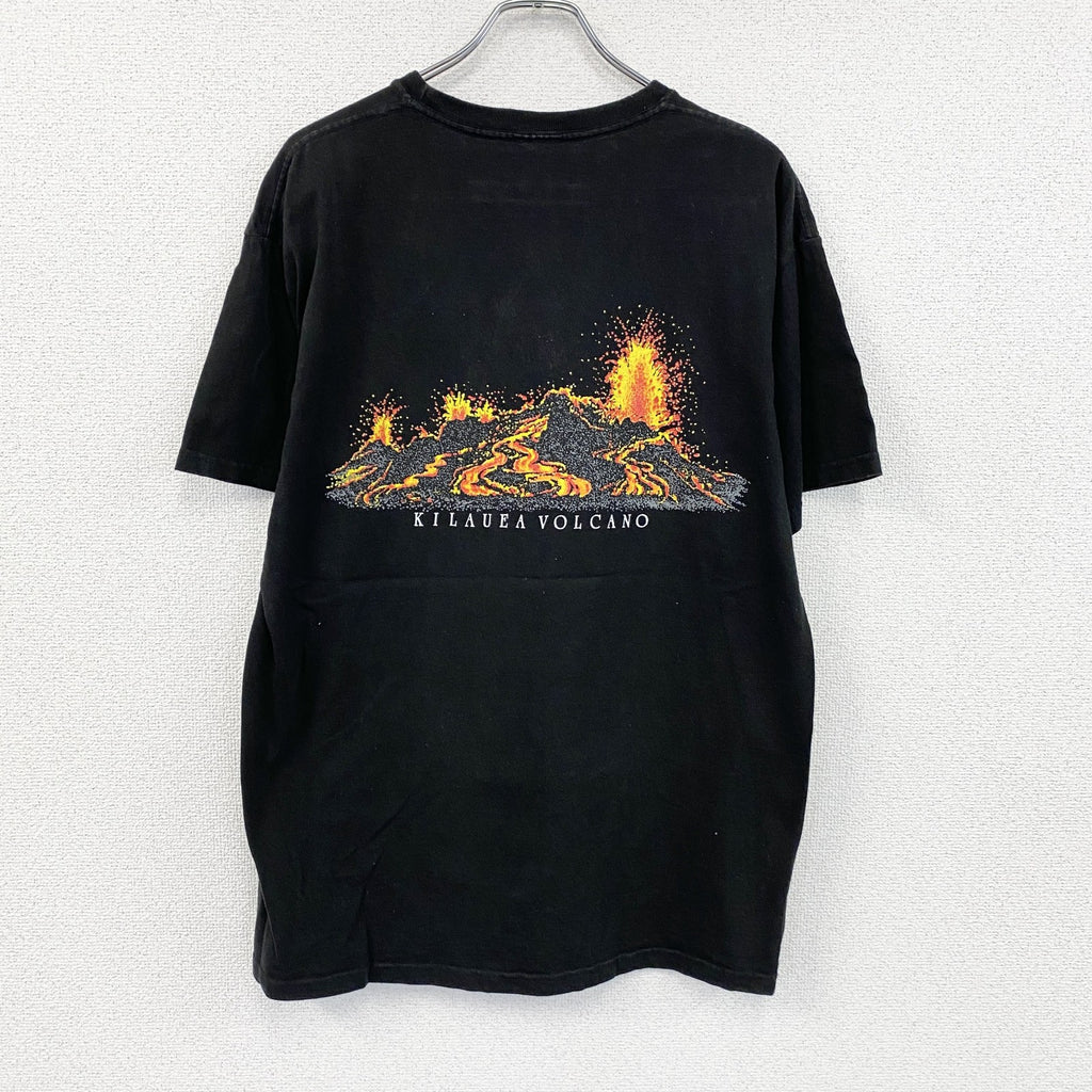 00s　キラウエア火山　半袖プリントTシャツ　ヴィンテージ　黒　ブラック