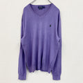 古着 used　POLO RALPH LAUREN　ポロラルフローレン　コットンニットセーター　紫　パープル　XLサイズ