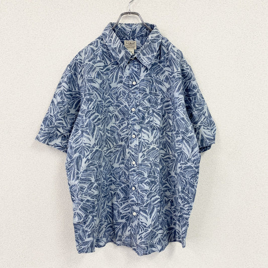 L.L.Bean　エルエルビーン　半袖シャツ　アロハシャツ　総柄　青　ブルー　2XLサイズ