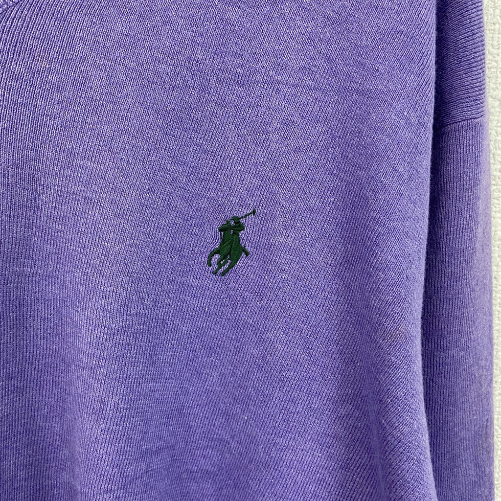 古着 used　POLO RALPH LAUREN　ポロラルフローレン　コットンニットセーター　紫　パープル　XLサイズ