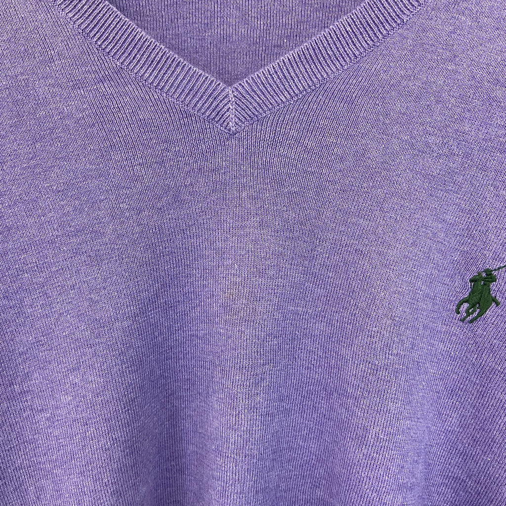 古着 used　POLO RALPH LAUREN　ポロラルフローレン　コットンニットセーター　紫　パープル　XLサイズ