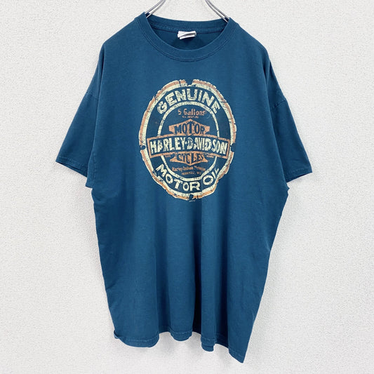 HARLEY DAVIDSON　ハーレーダビッドソン　長袖両面プリントTシャツ　青　ブルー　XLサイズ