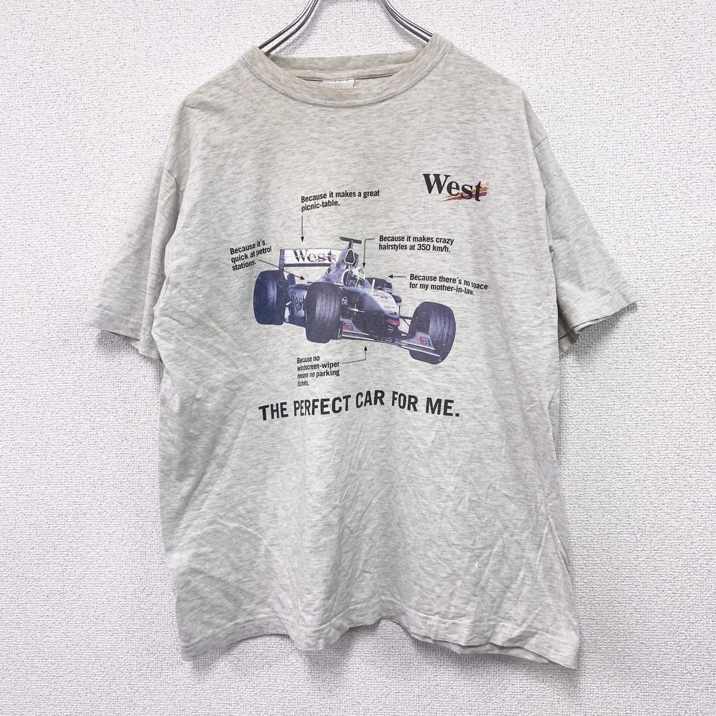 ～00s　半袖Tシャツ　F1カー　ユーロ　ヴィンテージ　霜降りグレー　Lサイズ