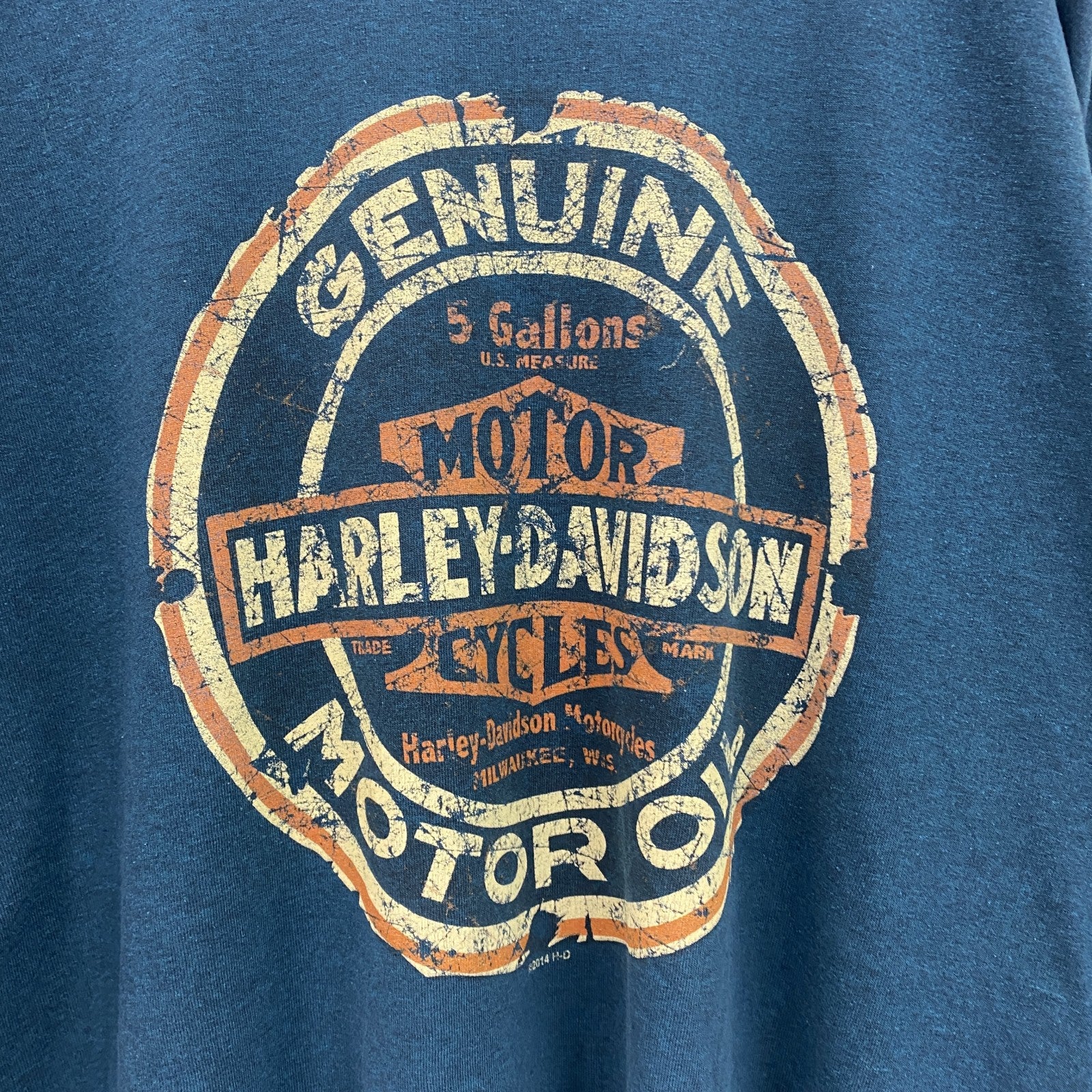HARLEY DAVIDSON　ハーレーダビッドソン　長袖両面プリントTシャツ　青　ブルー　XLサイズ