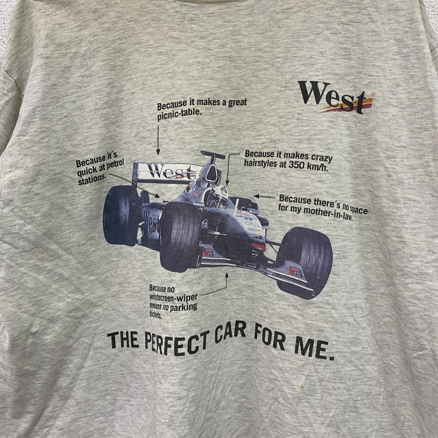～00s　半袖Tシャツ　F1カー　ユーロ　ヴィンテージ　霜降りグレー　Lサイズ