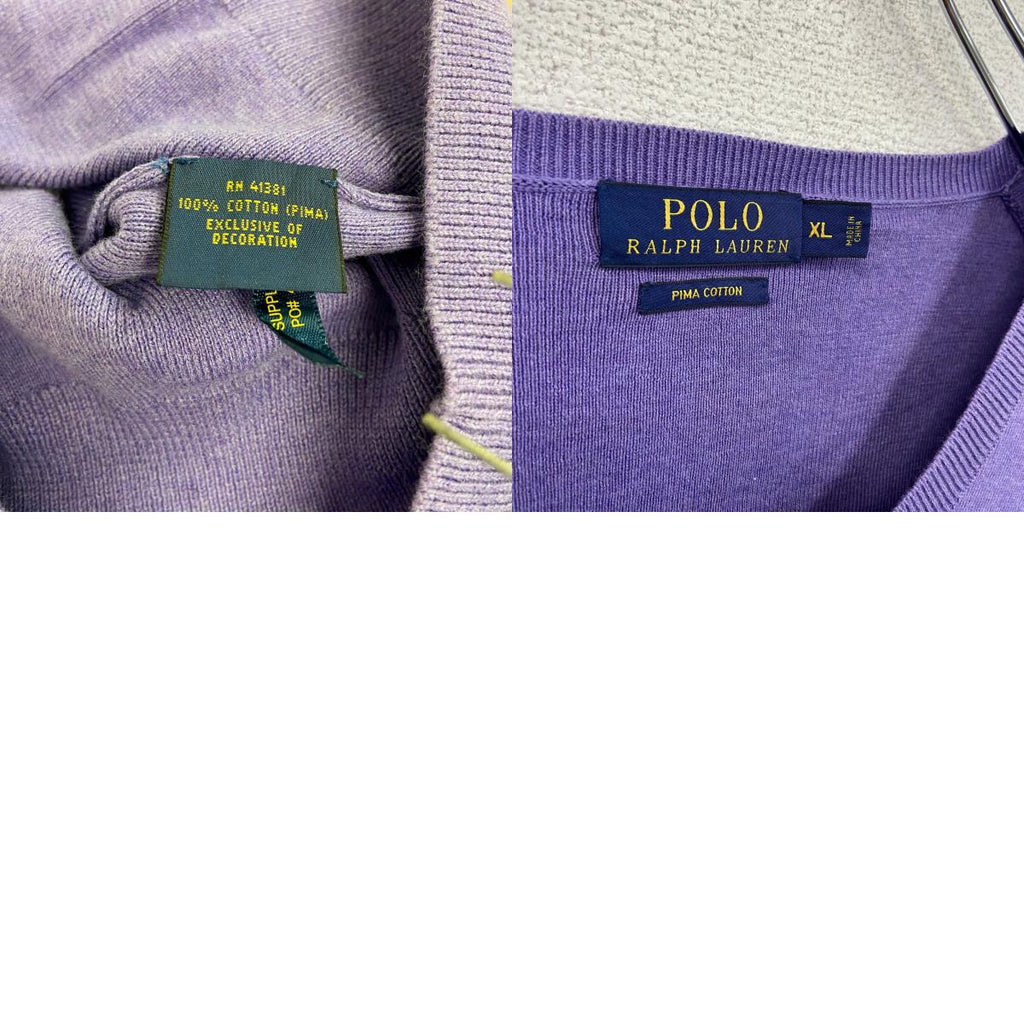 古着 used　POLO RALPH LAUREN　ポロラルフローレン　コットンニットセーター　紫　パープル　XLサイズ