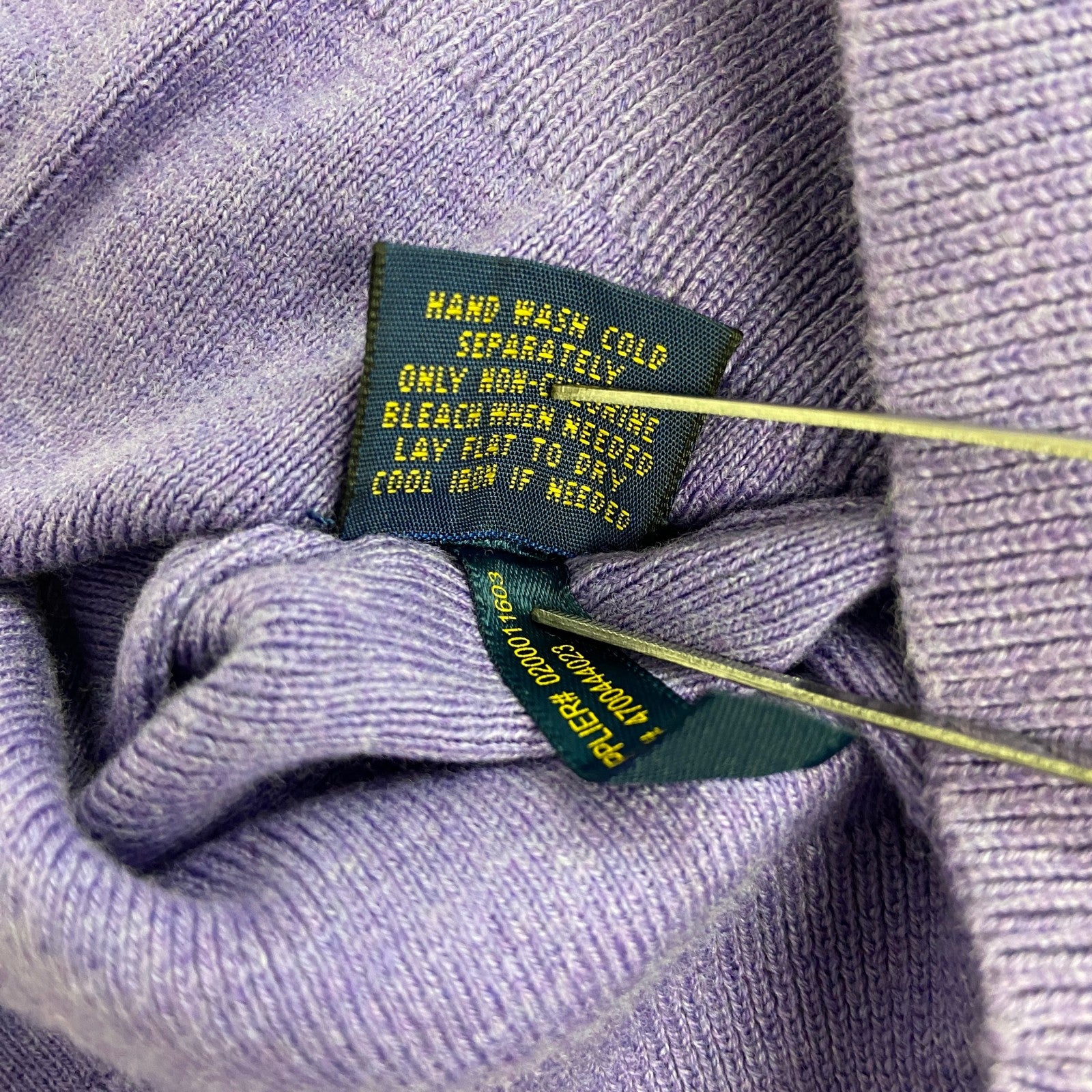 古着 used　POLO RALPH LAUREN　ポロラルフローレン　コットンニットセーター　紫　パープル　XLサイズ