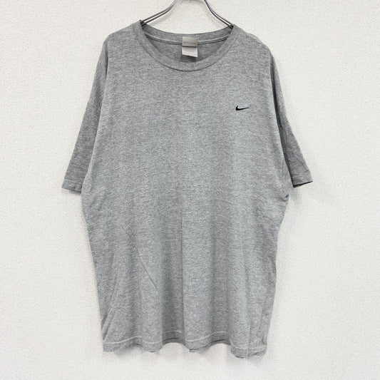 00s　NIKE　ナイキ　半袖Tシャツ　ヴィンテージ　刺繍ロゴ　グレー　2XLサイズ