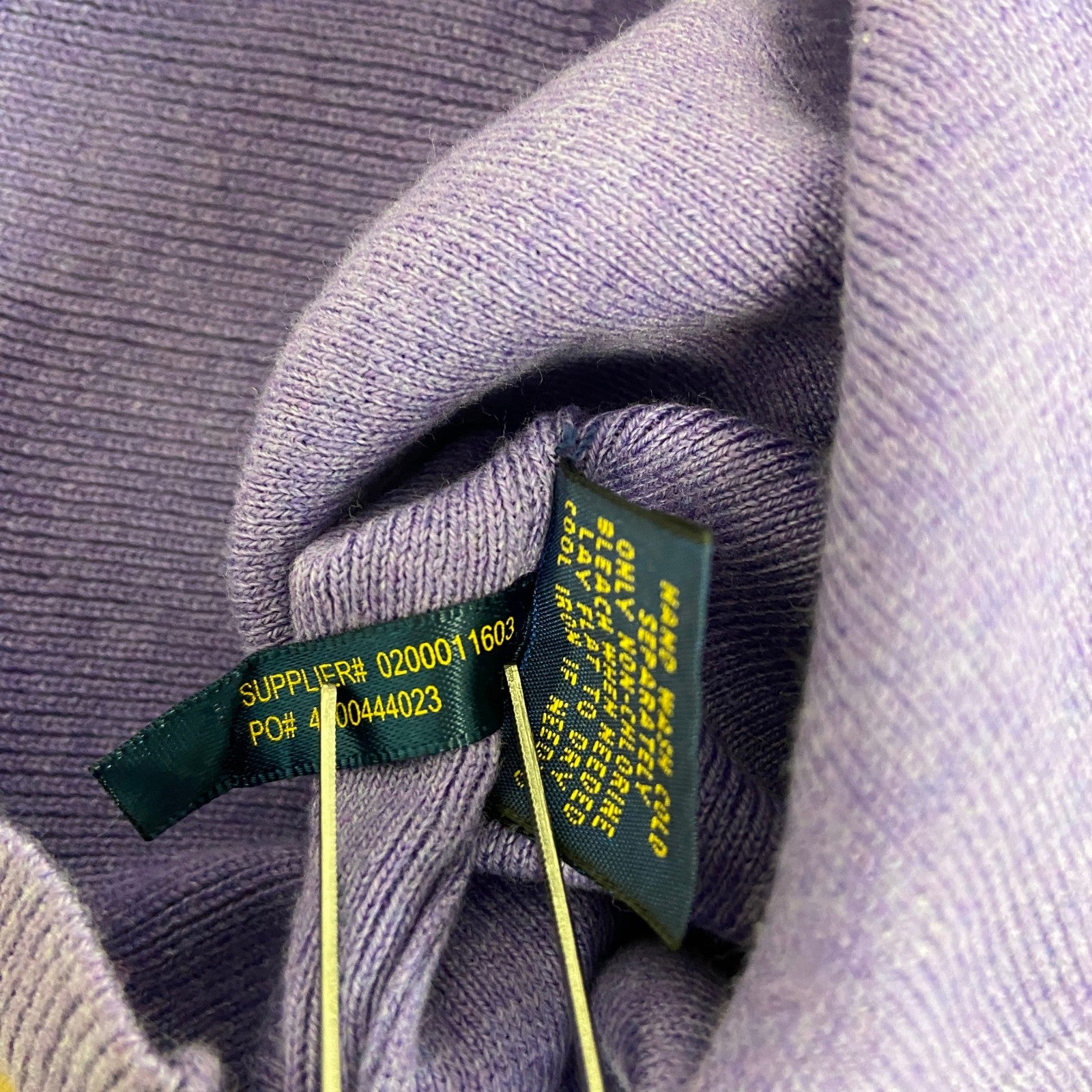 古着 used　POLO RALPH LAUREN　ポロラルフローレン　コットンニットセーター　紫　パープル　XLサイズ