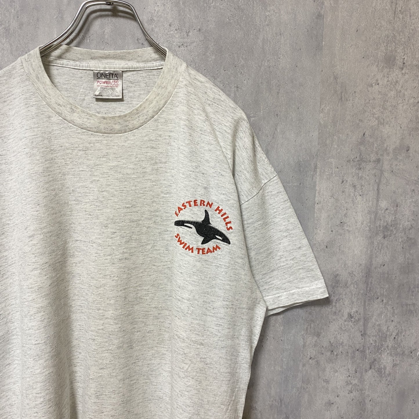 古着 used　ONEITA　シャチ　鯱　半袖アニマルプリントTシャツ　ワンポイント　バックプリント　白　ホワイト　オーバーサイズ