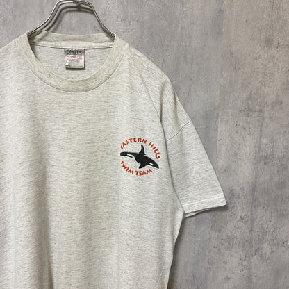 古着 used　ONEITA　シャチ　鯱　半袖アニマルプリントTシャツ　ワンポイント　バックプリント　白　ホワイト　オーバーサイズ