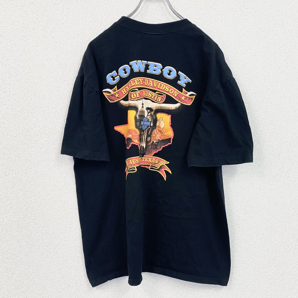 00s　HARLEY DAVIDSON　ハーレーダビッドソン　半袖プリントTシャツ　黒　ブラック　2XLサイズ