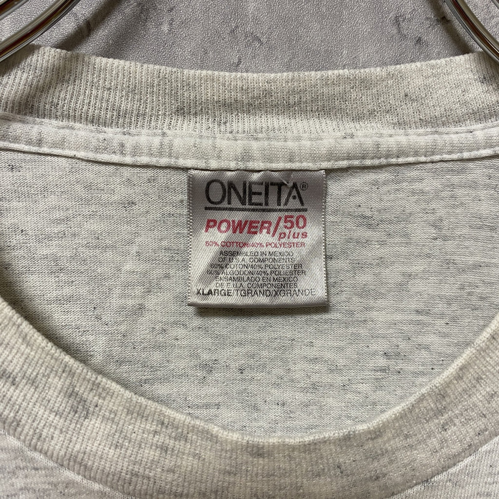 古着 used　ONEITA　シャチ　鯱　半袖アニマルプリントTシャツ　ワンポイント　バックプリント　白　ホワイト　オーバーサイズ