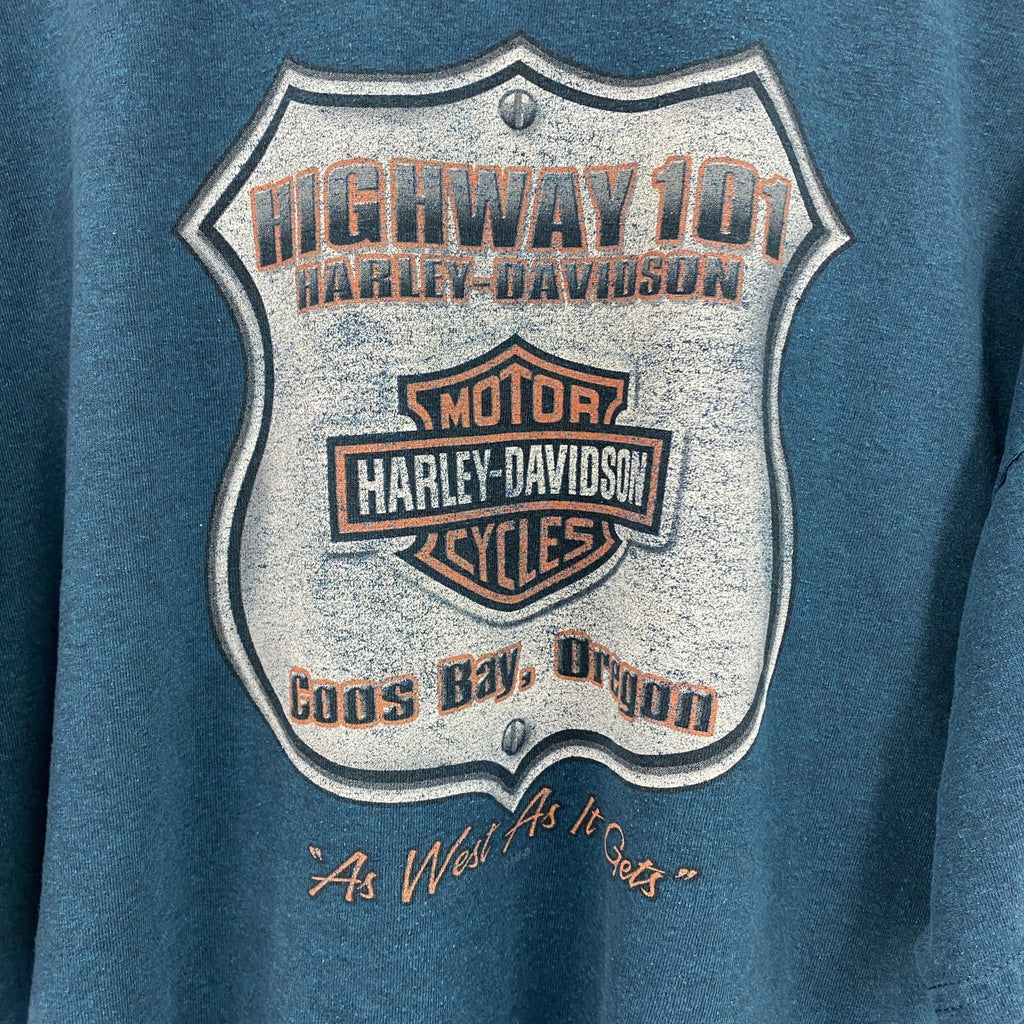HARLEY DAVIDSON　ハーレーダビッドソン　長袖両面プリントTシャツ　青　ブルー　XLサイズ