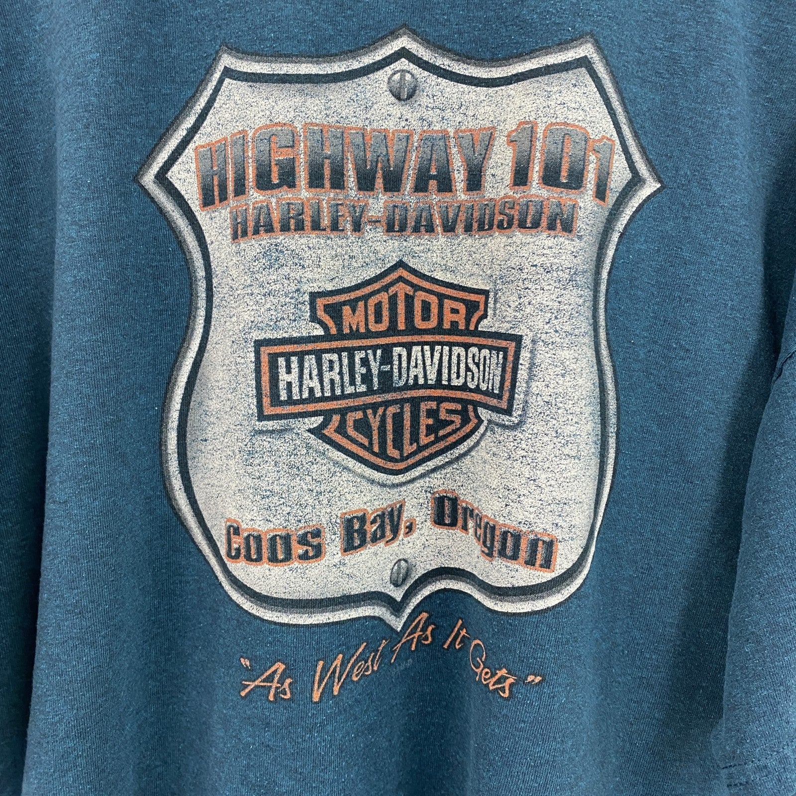 HARLEY DAVIDSON　ハーレーダビッドソン　長袖両面プリントTシャツ　青　ブルー　XLサイズ