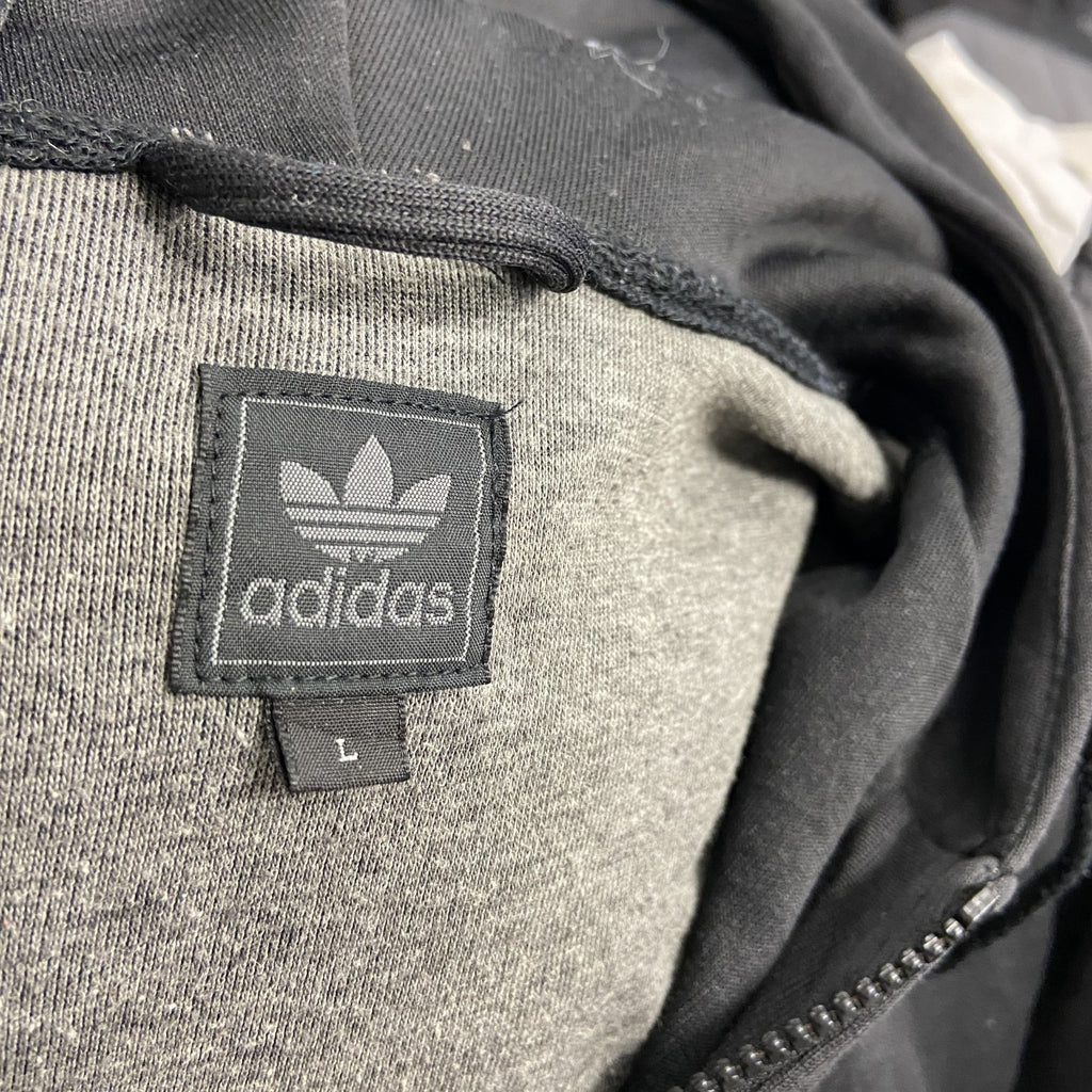 00s　adidas　アディダス　トラックジャケット/ジャージパーカー　デカロゴ　ヴィンテージ　黒　ブラック　Lサイズ